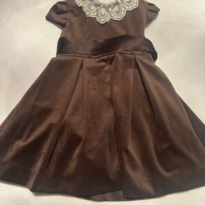 Elegant Brown Velvet Girls Dress